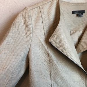 VINCE Leather Snake Embossed Jacket